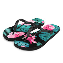 Load image into Gallery viewer, Epic Flops (Black - Turquoise/Pink Hibiscus)