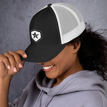 Load image into Gallery viewer, Epic Shield Retro Trucker Cap (Black - White)