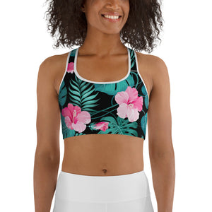 Epic Performance Racerback Top (Black - Turquoise/Pink Hibiscus)