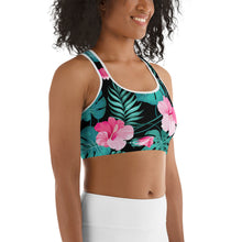 Load image into Gallery viewer, Epic Performance Racerback Top (Black - Turquoise/Pink Hibiscus)