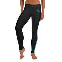 Load image into Gallery viewer, Epic Performance Leggings (Black - Turquoise/White)