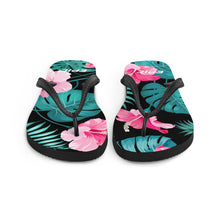 Load image into Gallery viewer, Epic Flops (Black - Turquoise/Pink Hibiscus)