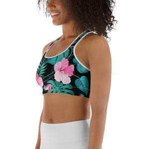 Epic Performance Racerback Top (Black - Turquoise/Pink Hibiscus)