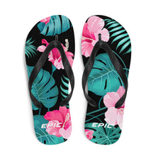 Load image into Gallery viewer, Epic Flops (Black - Turquoise/Pink Hibiscus)