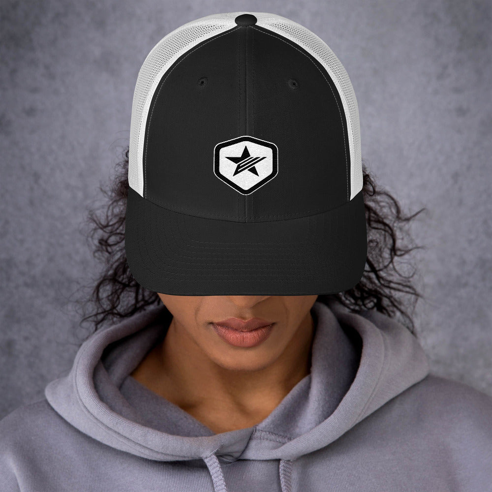 Epic Shield Retro Trucker Cap (Black - White)