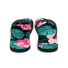 Load image into Gallery viewer, Epic Flops (Black - Turquoise/Pink Hibiscus)